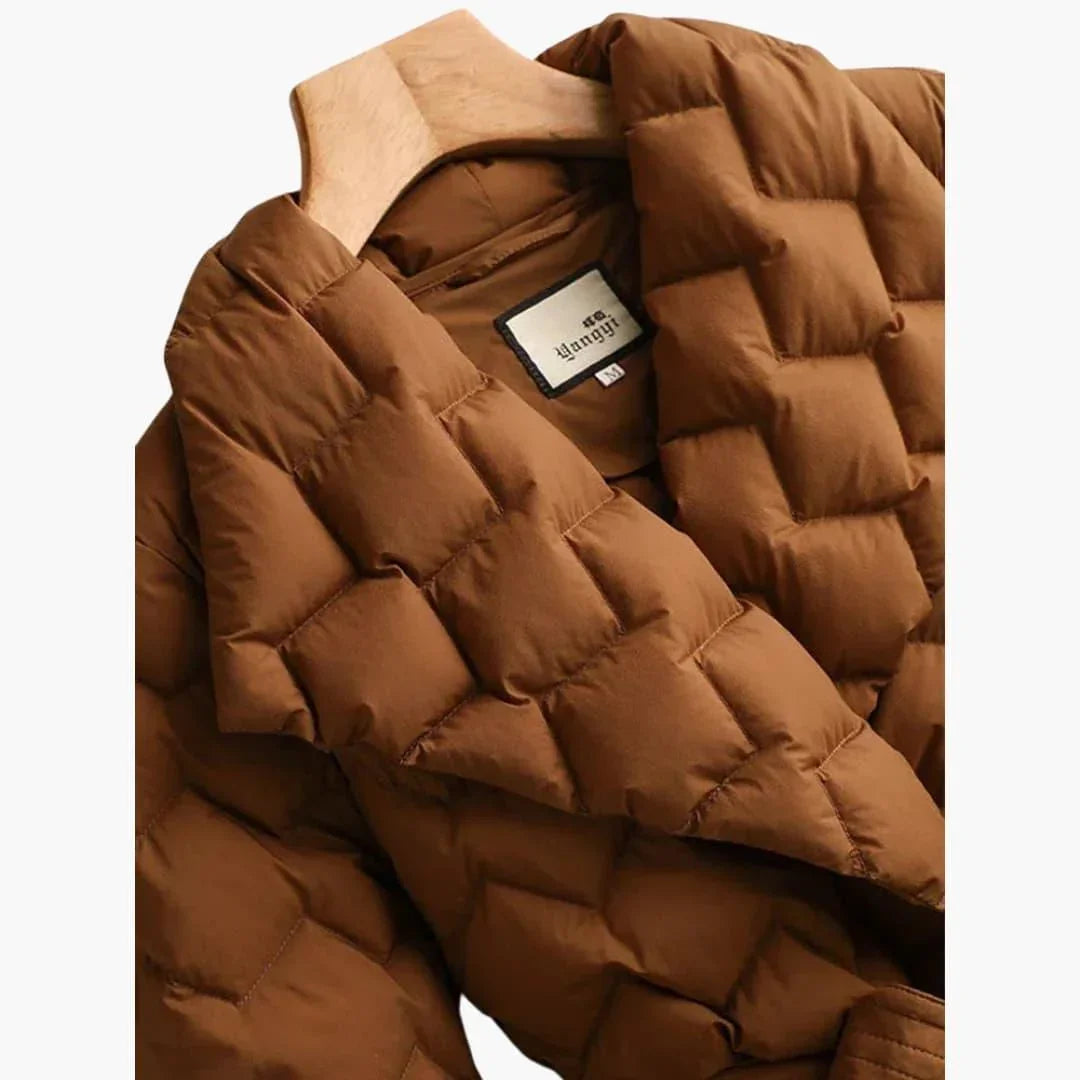 Down Coat with Belt for Women  Elegant & Warm