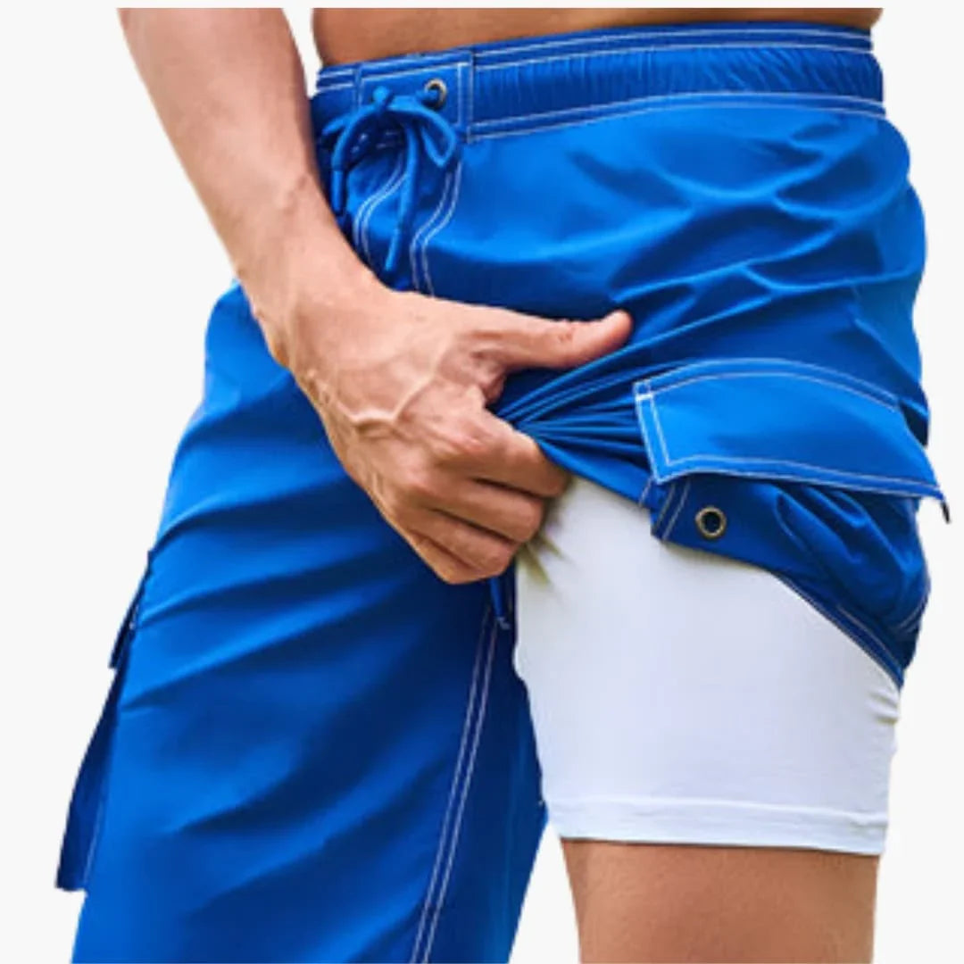 Men's Swim Shorts with Stretch Fabric and Side Pocket