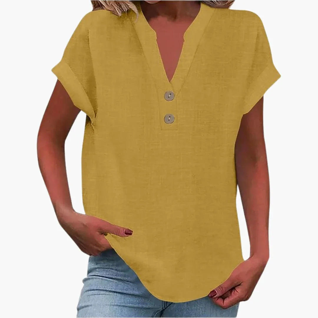 Bavane | Women's Short Sleeve Shirt with V-Neck and Loose Fit