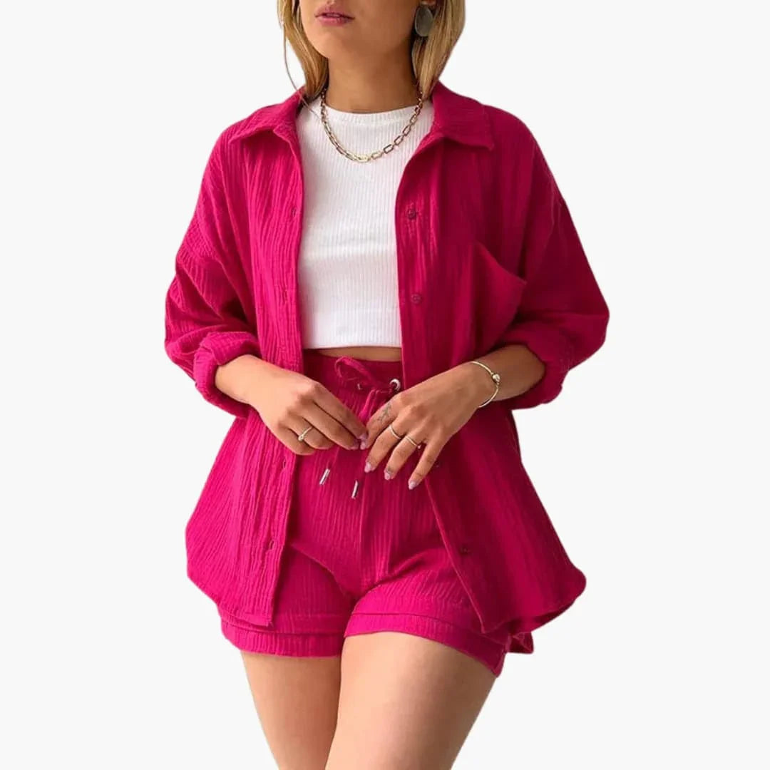 Two-Piece Set with Shorts for Women - Casual Summer Look