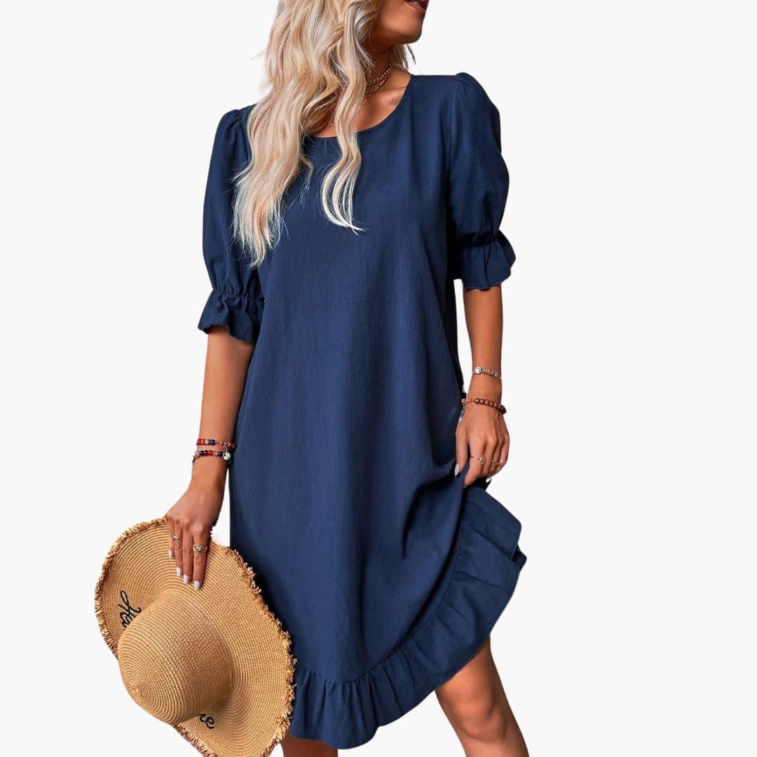 Bavane | Dress Women - Casual Dress with Ruffles and Puff Sleeves Summer