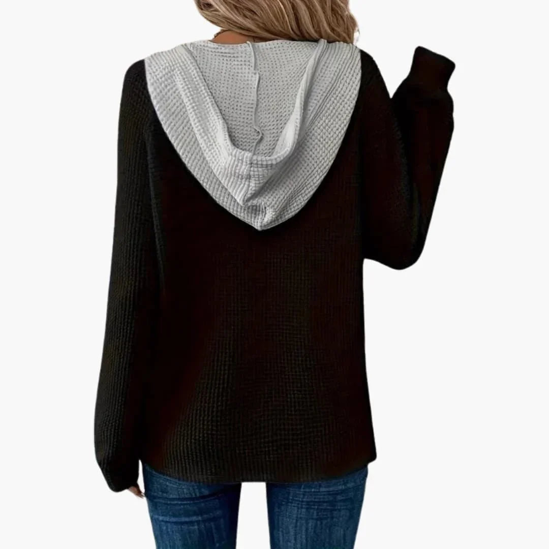 Women's Hoodie with Contrast Hood and Ribbed Cuffs