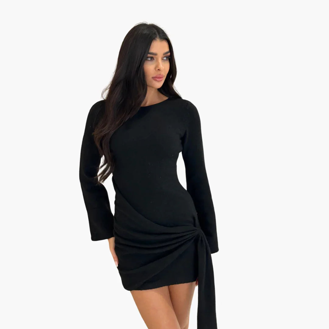 Bavane | Black Dress with Knot Detail for Women  Elegant & Modern
