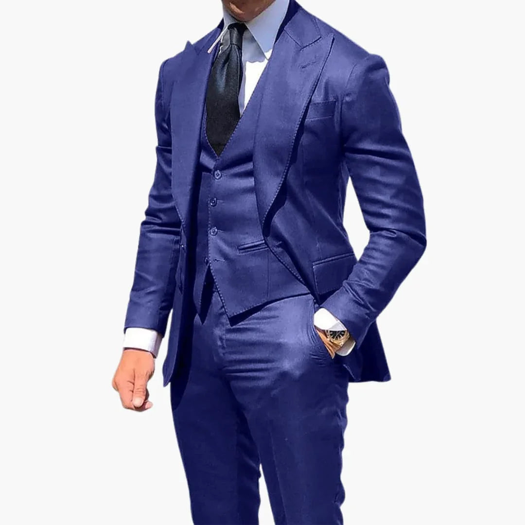 Men's Three-Piece Suit with Vest, Jacket, and Pants