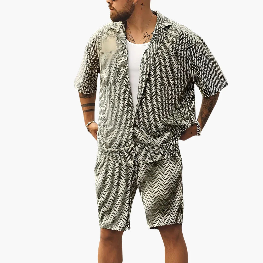 Bavane | Men's Summer Two-Piece Set with Short Sleeves and Collar