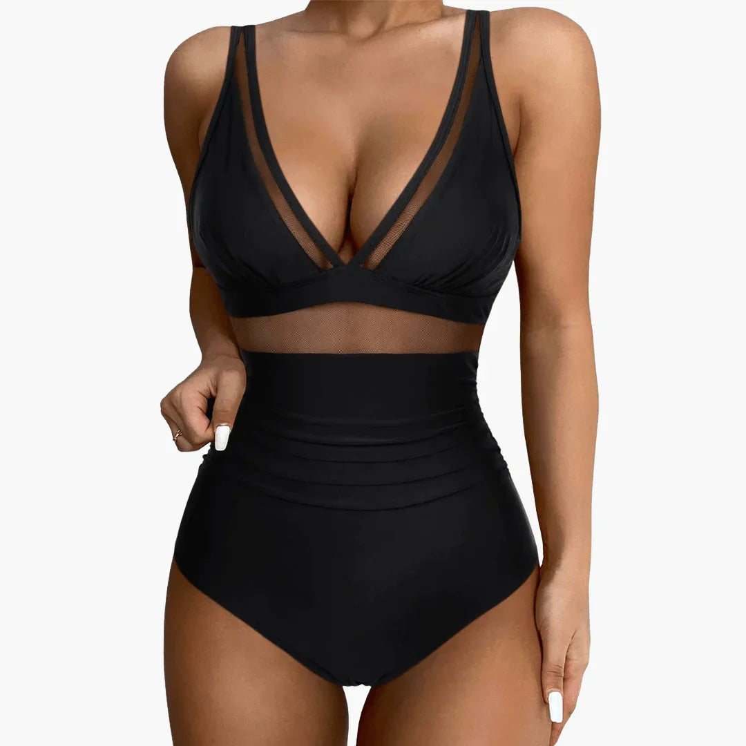 Women's Mesh Swimsuit  Sexy High Waist One-Piece