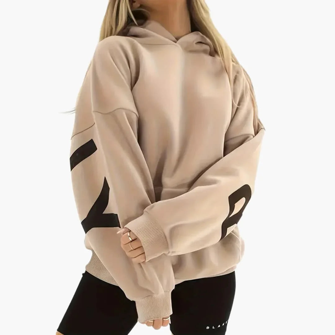 Bavane | Women's Hoodie with Print, Long Sleeves and Front Pocket
