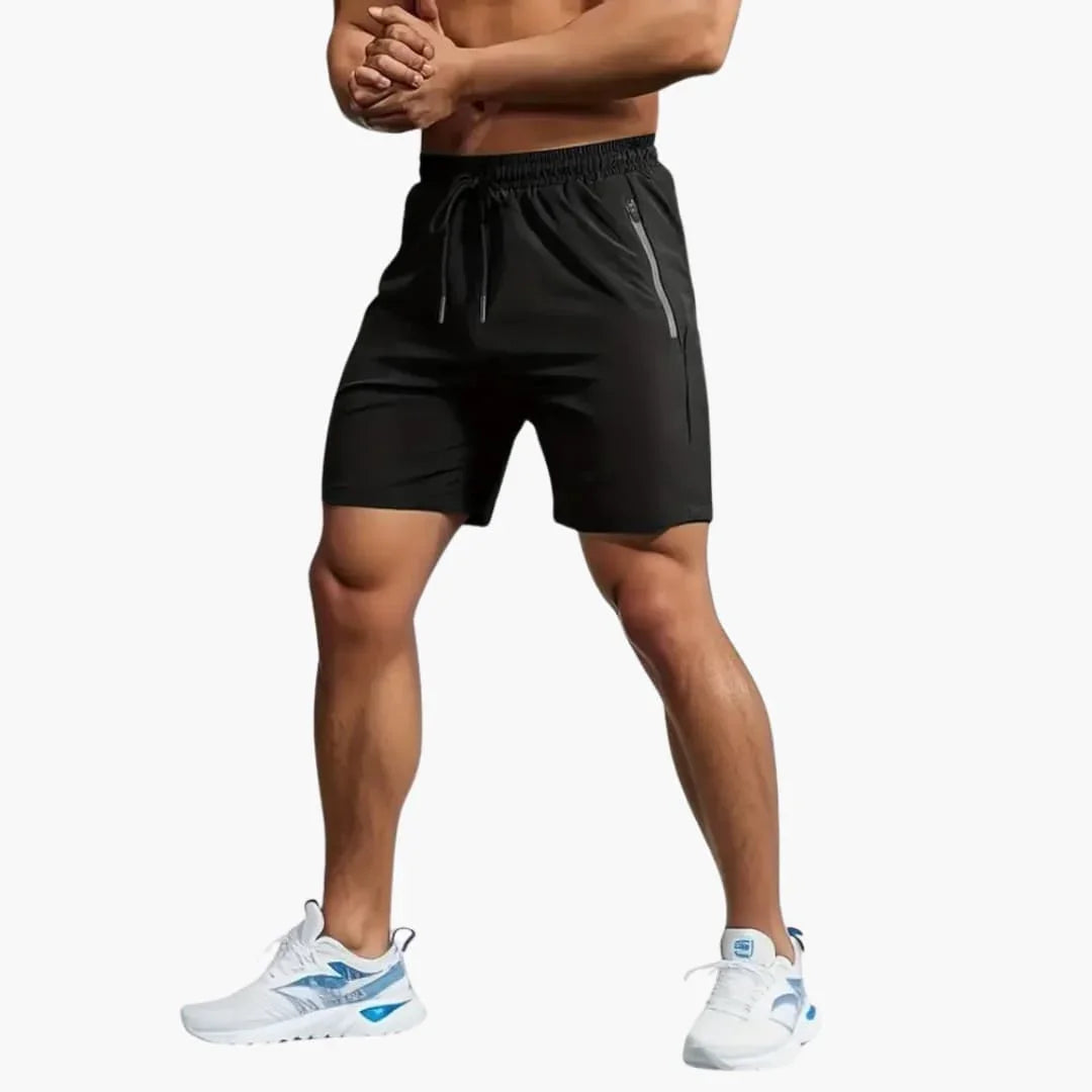 Men's Training Shorts with Zipper Pockets and Drawstring