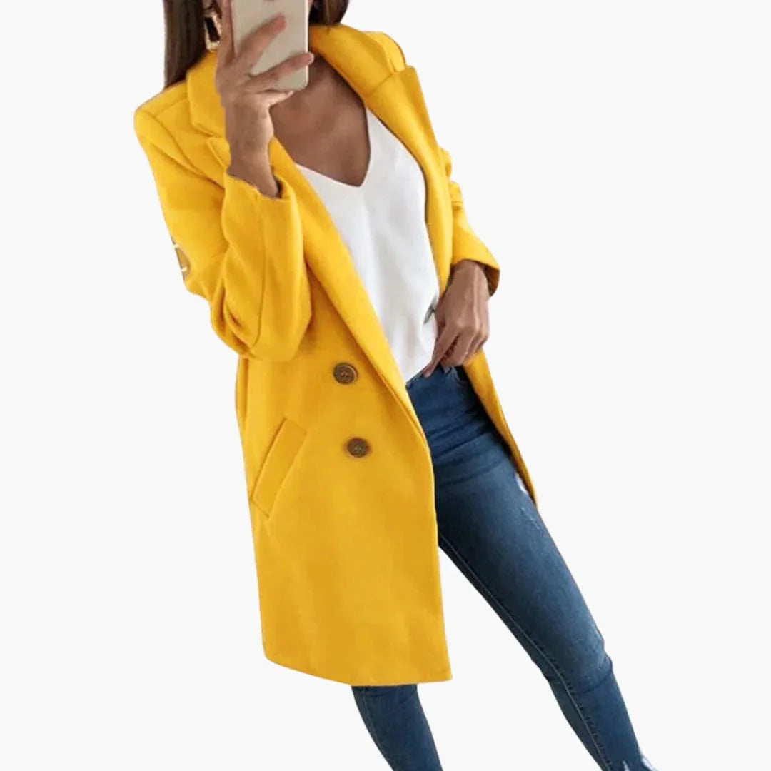 Button-Closure Coat for Women