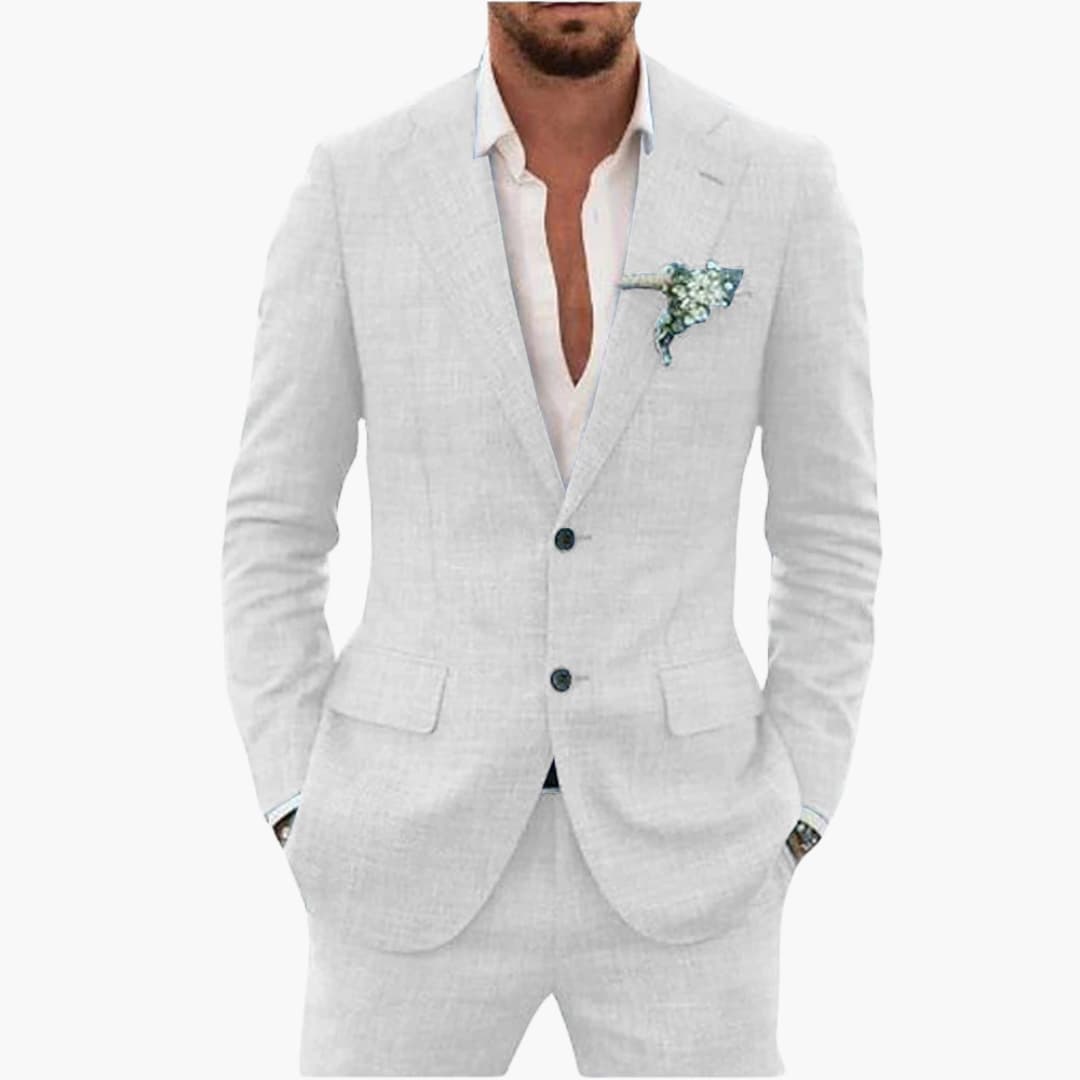 Men's Summer Suit with Lapel and Tailored Fit