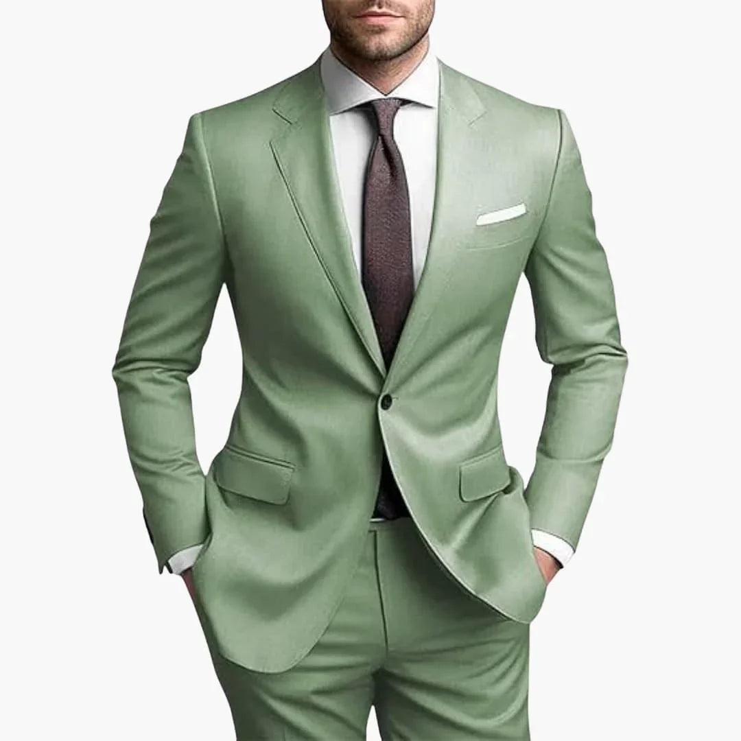 Men's Suit with One-Button Closure and Slim Fit