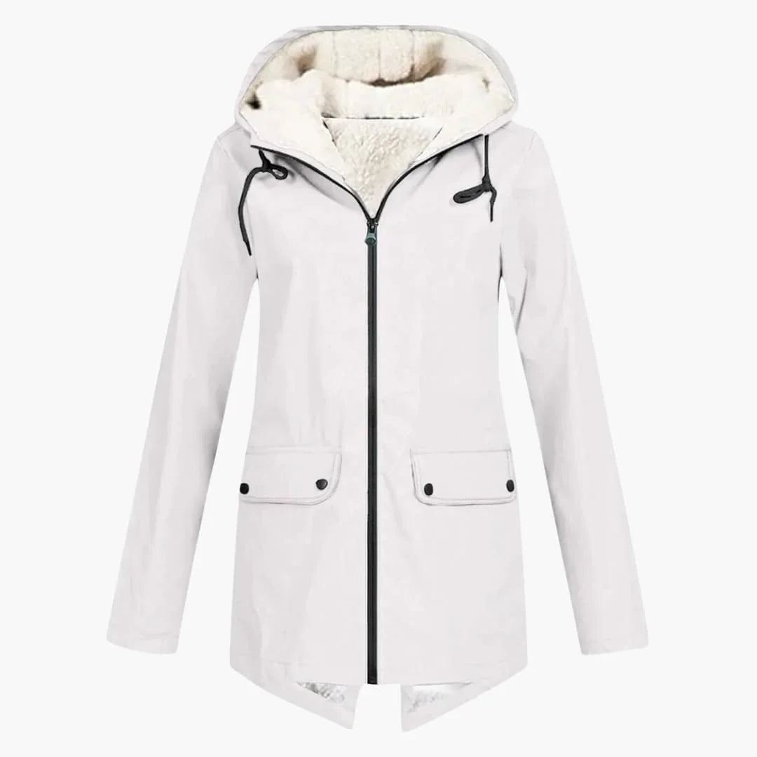 Water-repellent Trench Coat with Hood for Women