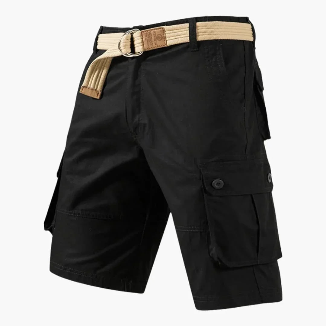 Cargo shorts with belt and pockets - for men in casual style