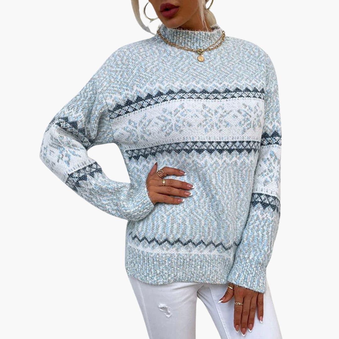 Bavane | Women's Sweater with Turtleneck and Snowflake Pattern
