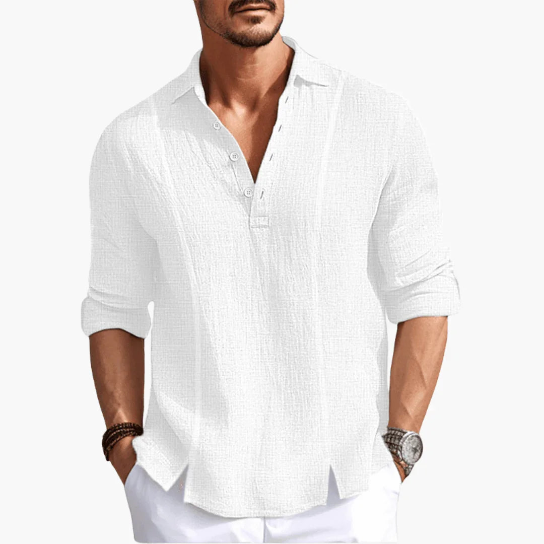 Men's Shirt - Casual Button-Up Long Sleeve Blouse for Summer