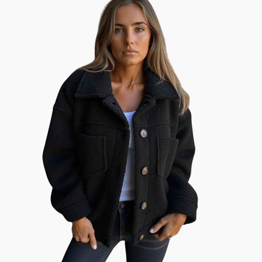 Bavane | Women's Fleece Jacket with Buttons  Cozy & Warm