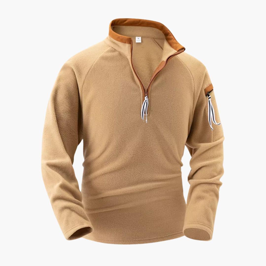 Bavane | Men's pullover with zip at the neckline and stand-up collar