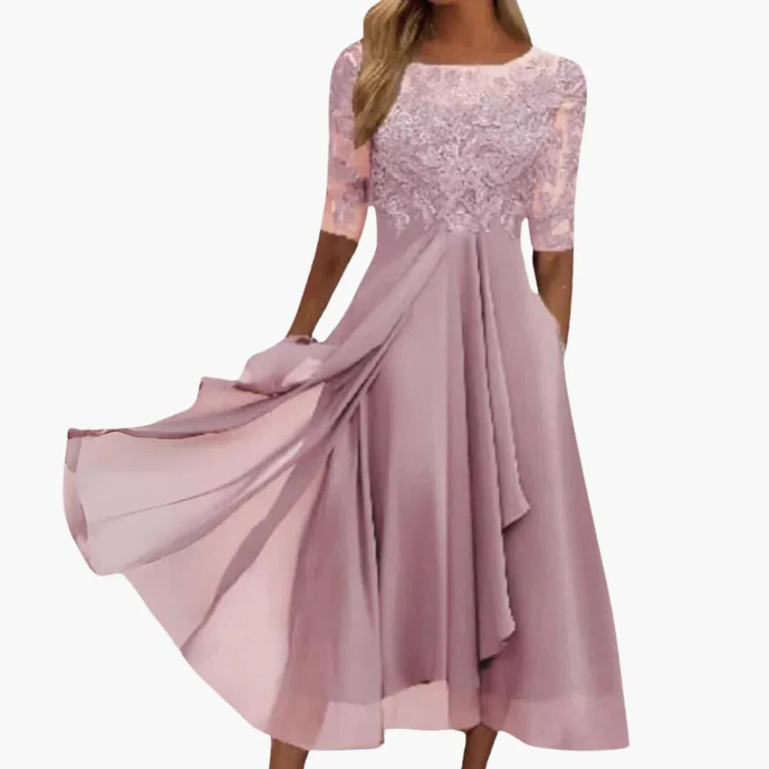 Bavane | Evening Dress with Lace Bodice for Women  Elegant & Flowing