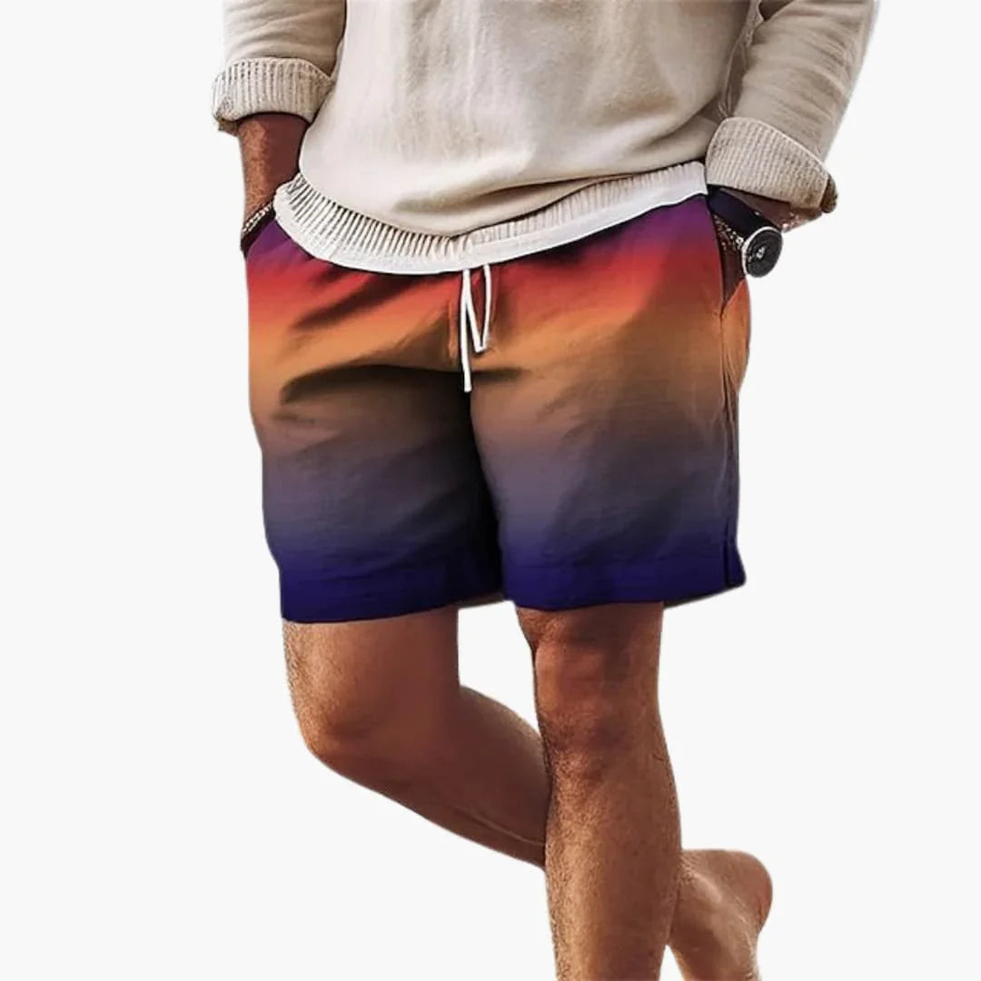Men's Summer Shorts with Drawstring and Gradient