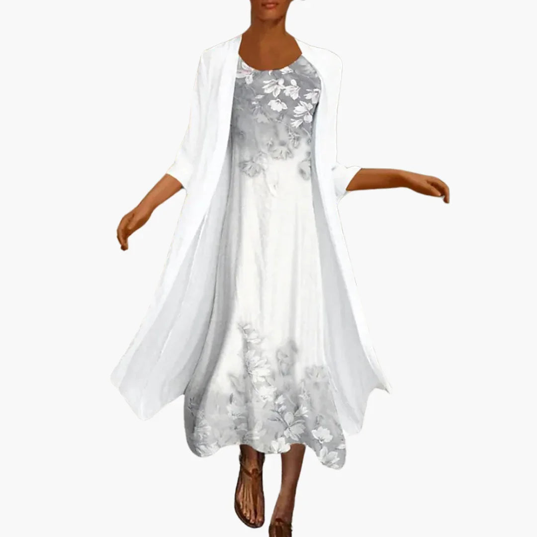 Bavane | Maxi Summer Dress for Women - Floral with Cardigan Layer