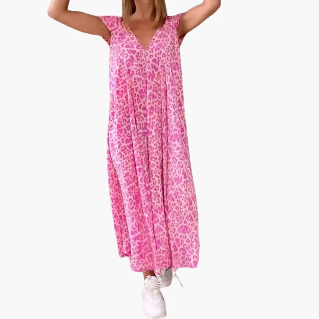 Bavane | Leo Maxi Dress for Women  V-Neck and Loose Fit