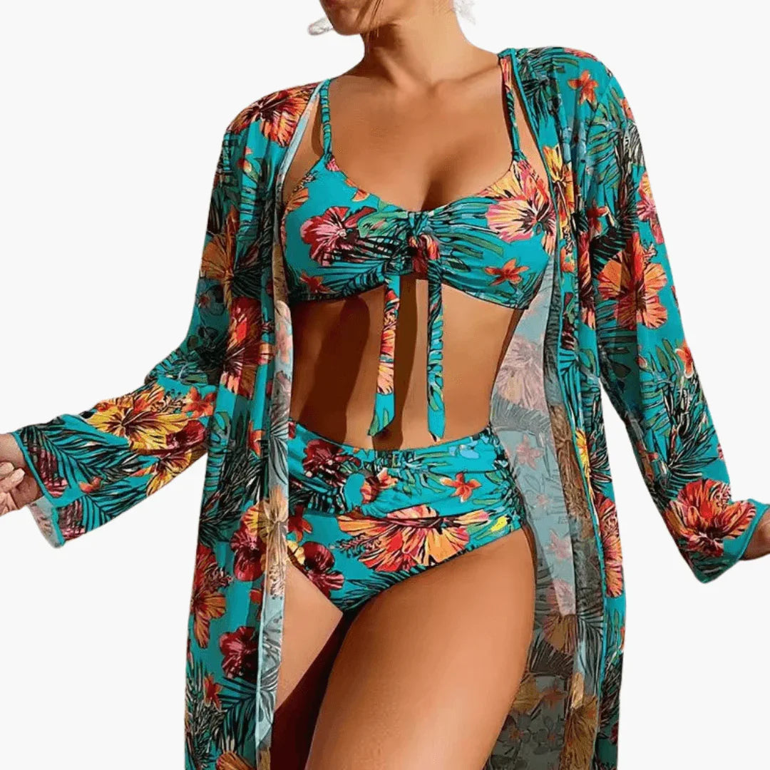 Bavane | Bikini Set with Floral Pattern for Women - Includes Cover-Up