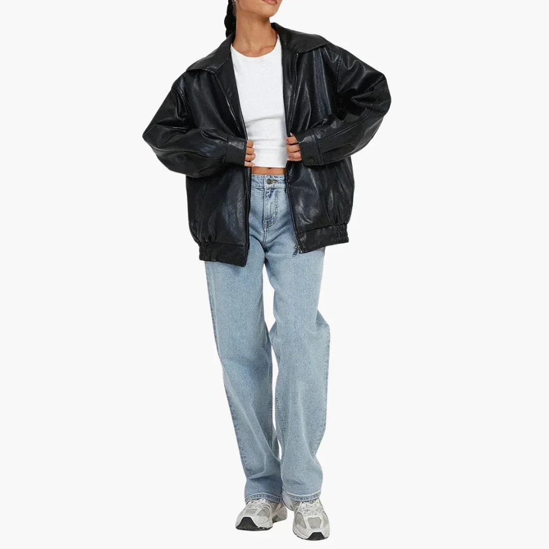Bavane | Women's Bomber Jacket with Zipper and Side Pockets
