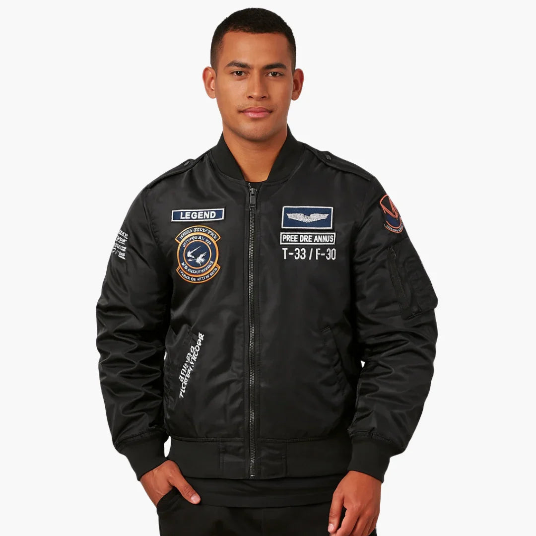 Bavane | Men's Pilot Bomber Jacket with Ribbed Hem