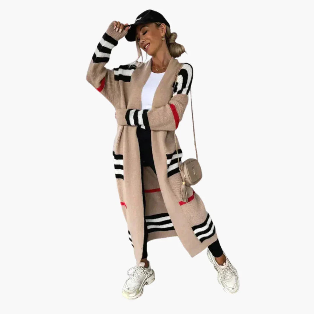 Women's Long Striped Cardigan