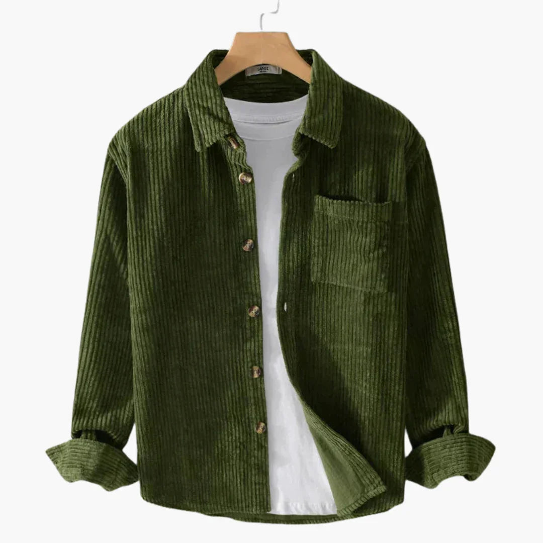 Bavane | Men's Cord Jacket with Button Placket and Chest Pockets