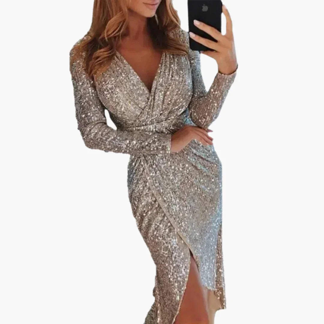 Sequin Dress with Slit for Women  Sparkling & Elegant