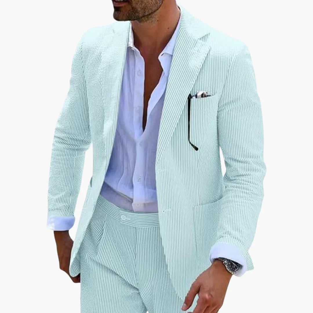 Bavane | Men's Summer Suit Two-Piece with Pinstripes and Slim Fit