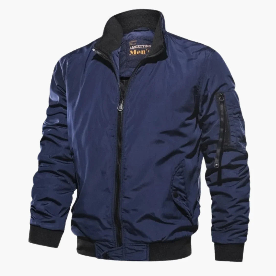Bavane | Men's Bomber Jacket with Stand Collar and Front Zip