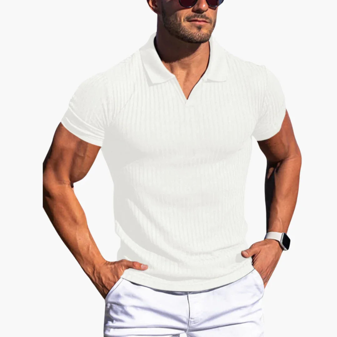 Slim Fit Polo Shirt for Men  Ribbed, Elegant & Comfortable