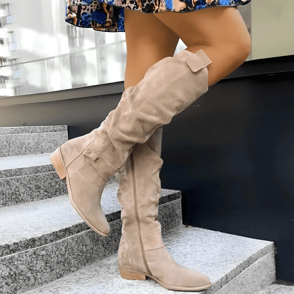 Knee-high Boots for Women | Block Heel Strap Detail