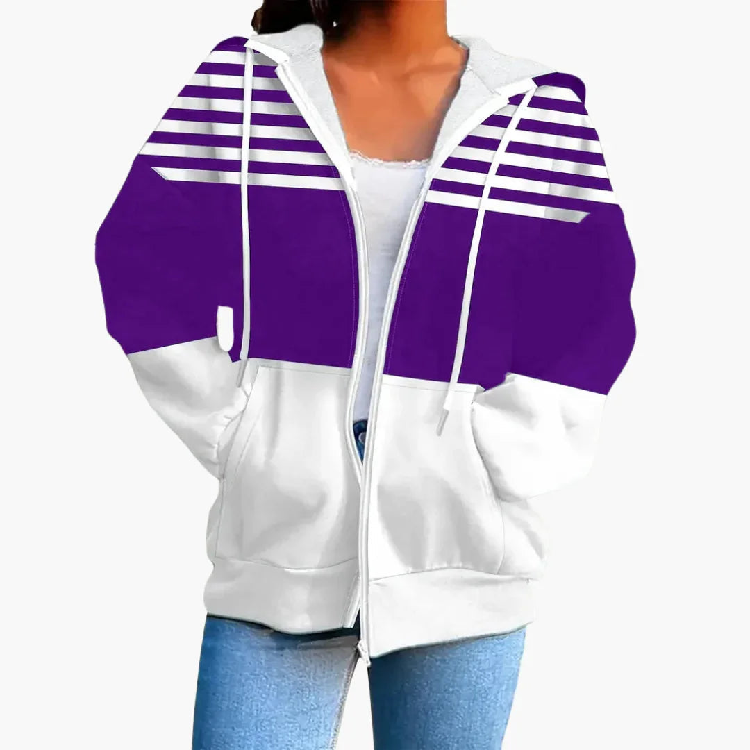 Bavane | Women's Hooded Sweatshirt with Striped Design