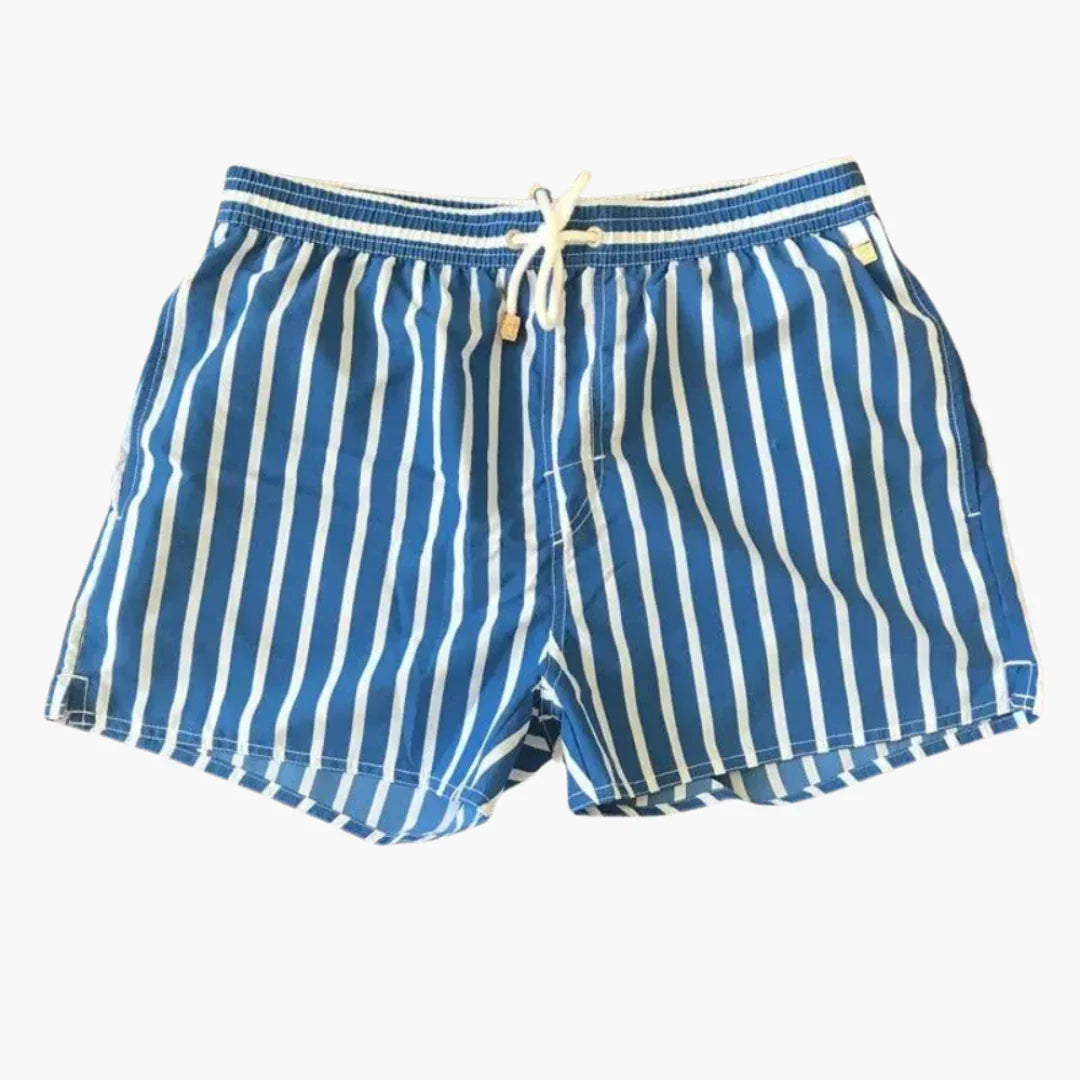 Striped Men's Swim Shorts - with Drawstring and Side Pockets