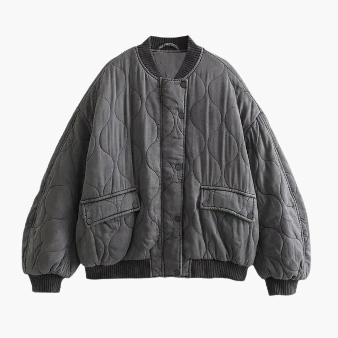 Bavane | Women's Quilted Jacket with Snap Button Closure and Front Pockets