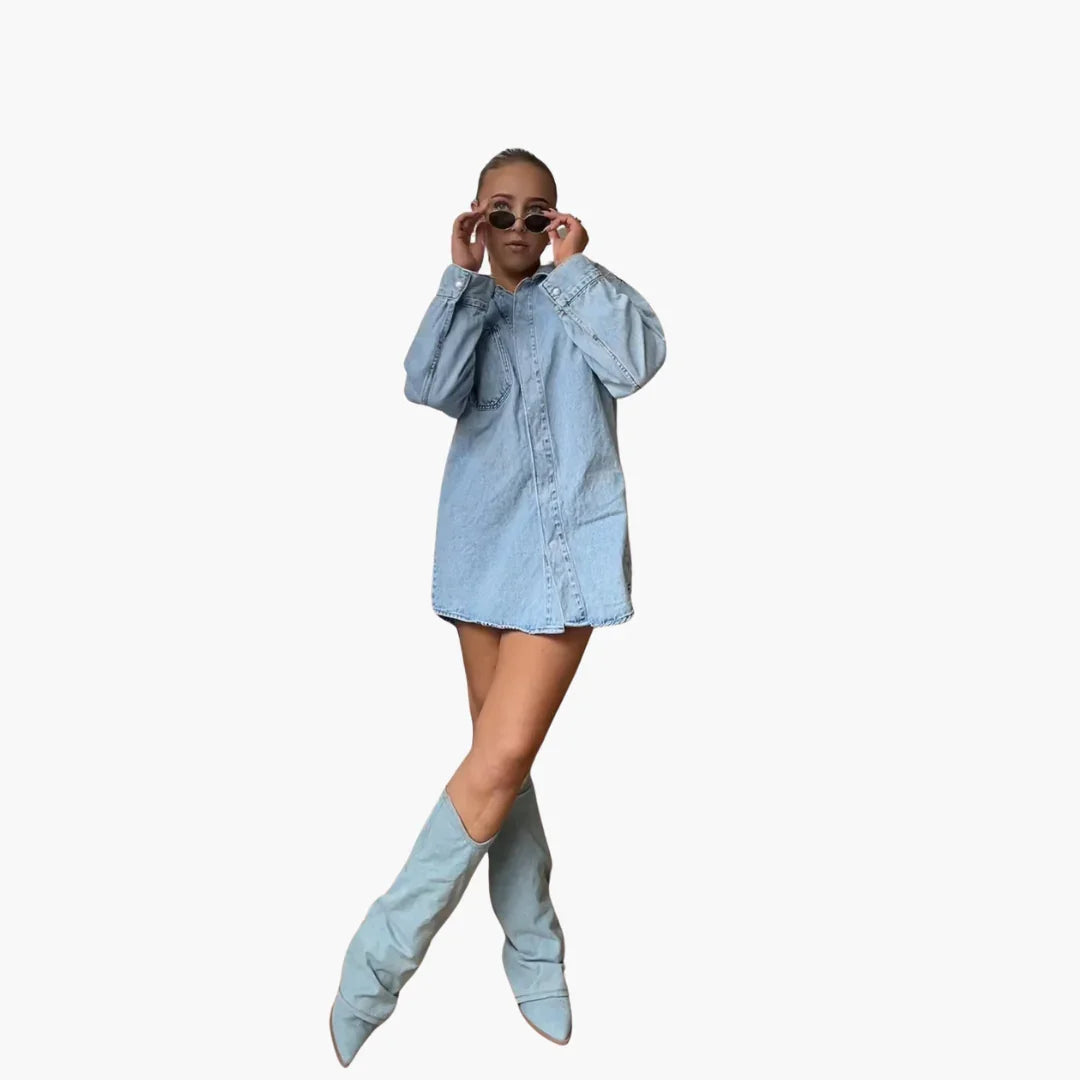Bavane | Stylish Denim Boots for Women  Slouchy Look & Trendy