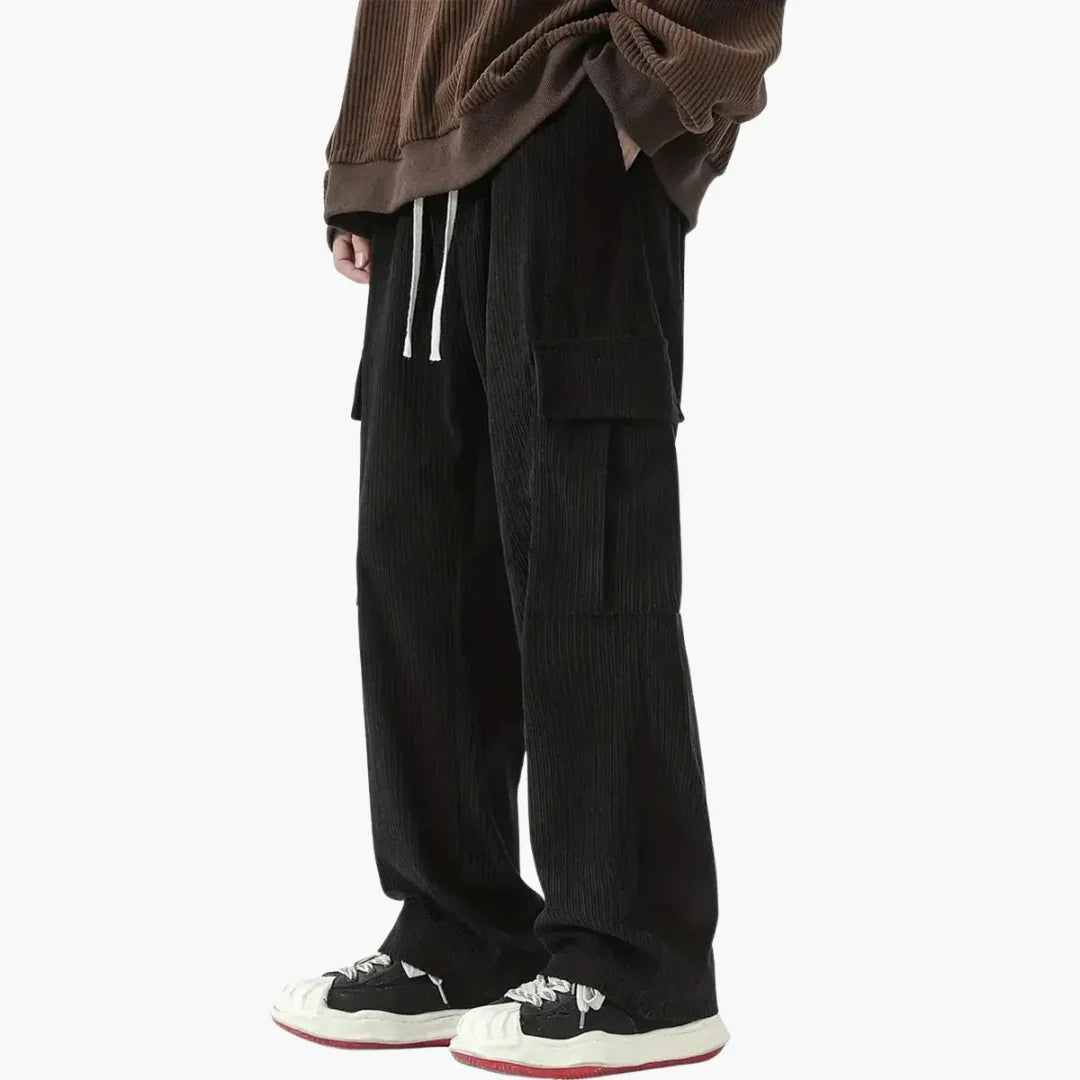 Bavane | Men's Corduroy Pants with Elastic Waistband and Side Pockets