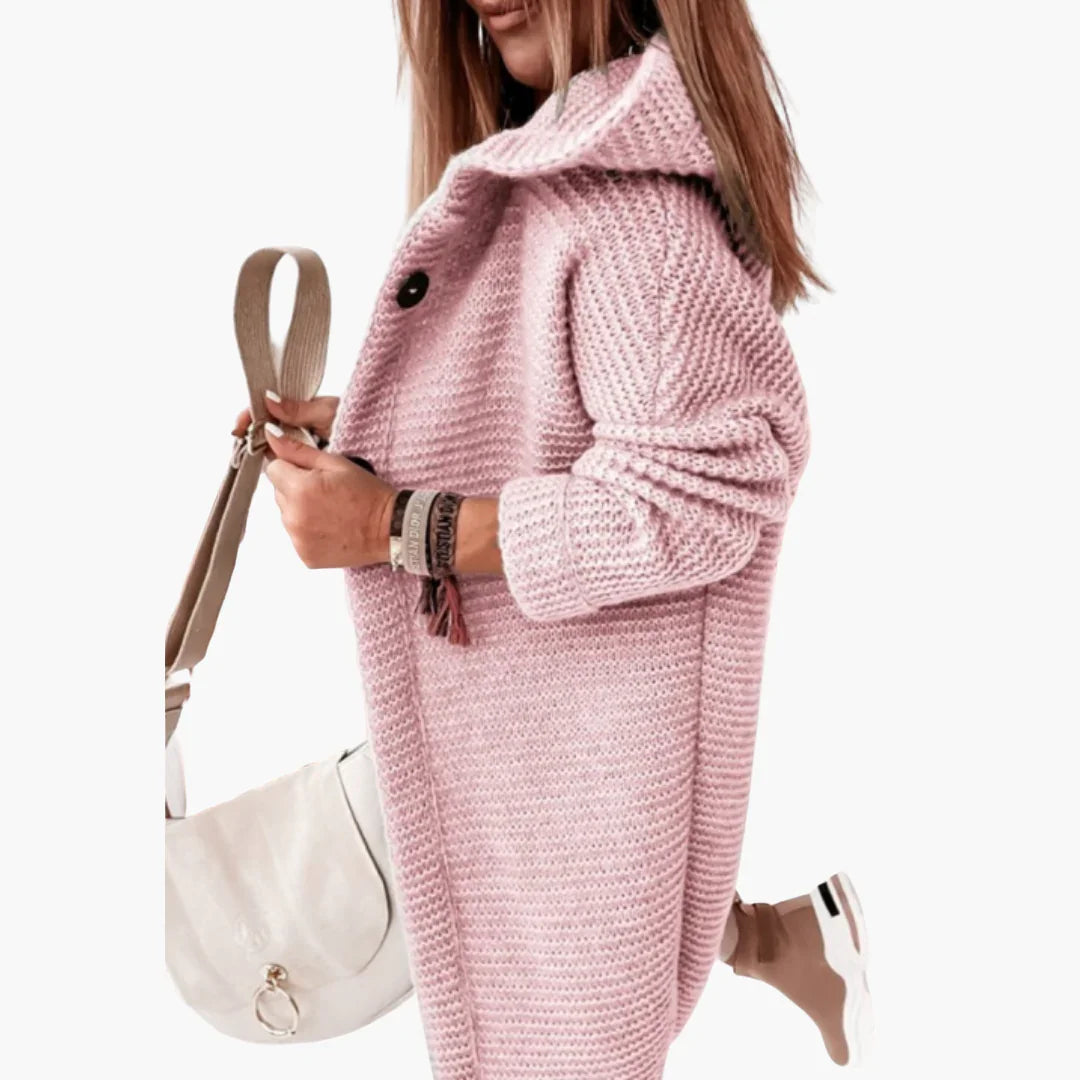 Women's Hooded Cardigan with Open Cut and Long Sleeves