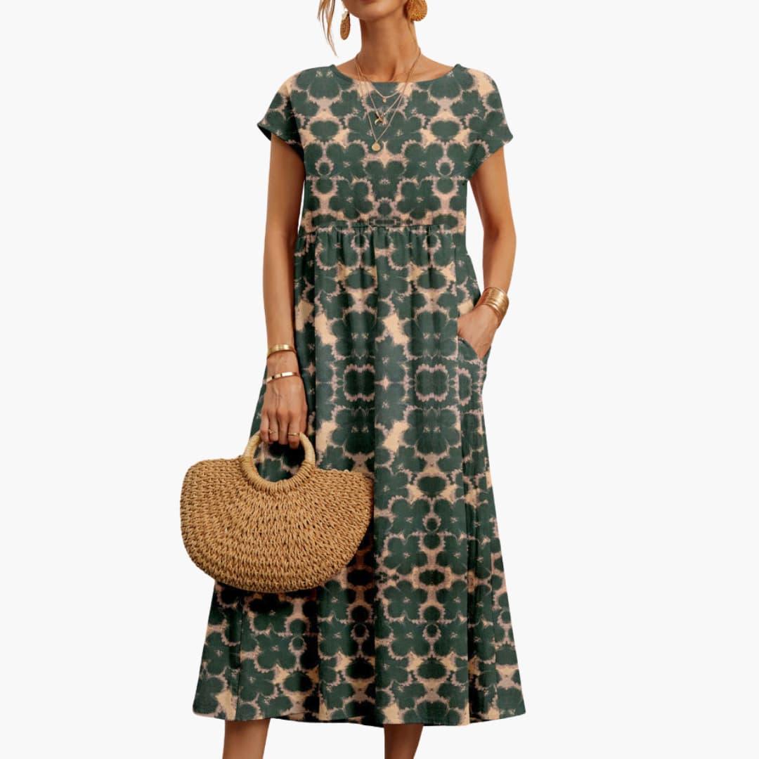 Bavane | Boho Midi Dress with Short Sleeves - for Women in Summer Style