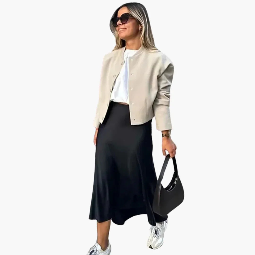 Flowing Satin Midi Skirt for Women