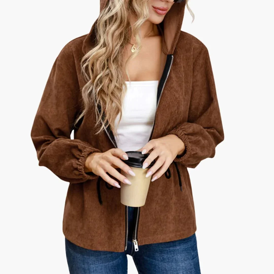 Bavane | Women's Cord Jacket with Hood and Drawstring