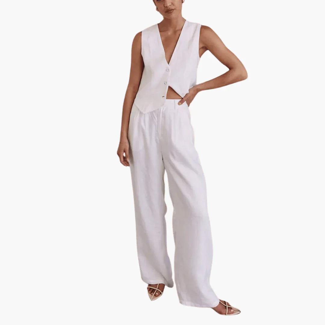 Bavane | Two-Piece Set with V-Neck - Women's Summer Two-Piece
