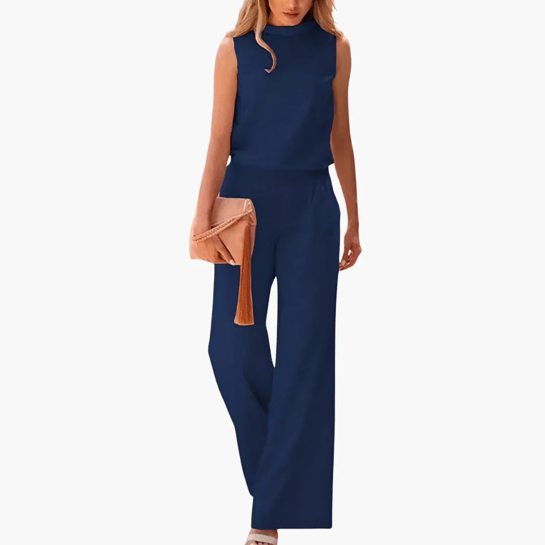 Bavane | Sleeveless Women's Jumpsuit with High Collar and Wide Leg