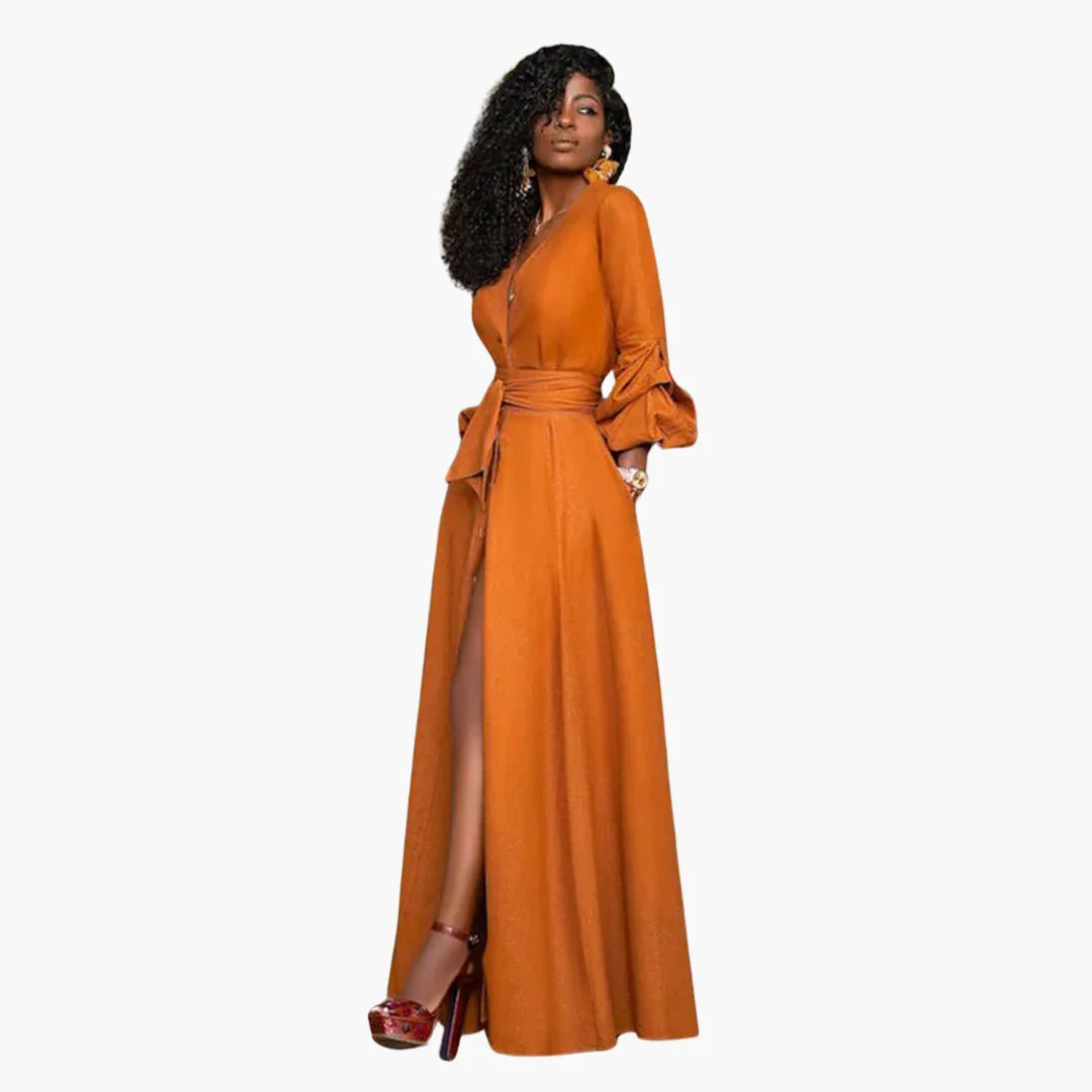 Maxi Dress with Waist Belt for Women  Elegant & Long