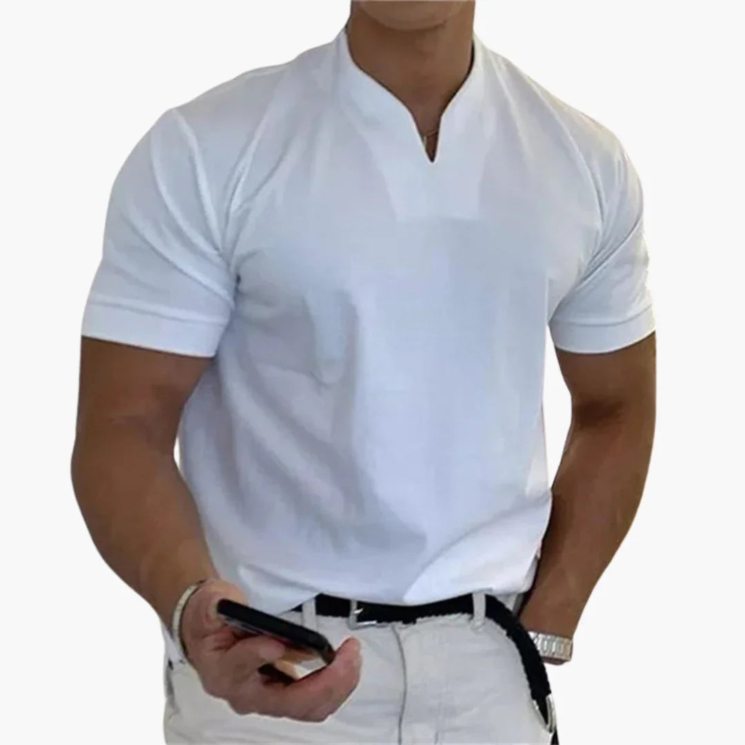 Slim Fit Shirt for Men  Short Sleeve with V-Neck Style
