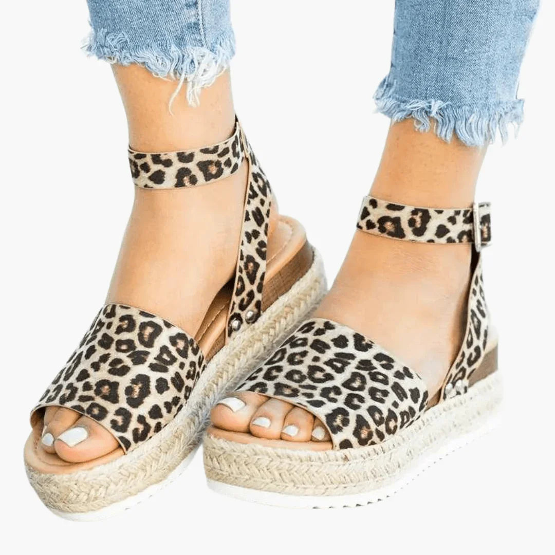 Bavane | Women's Leopard Platform Sandals  Summer Espadrilles