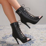 Women's Stiletto Heels with Pull On and Open Toe